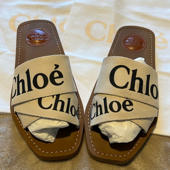 Chloe Woody Logo Slide Sandal size 36 - Picture 2 of 5